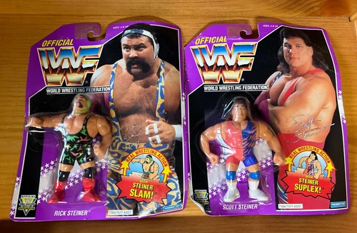 Official WWF 1993 Hasbro Purple Card Rick and Scott Steiner Action Figures