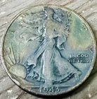 1943 D WALKING LIBERTY SILVER HALF DOLLAR TONED 90% SILVER US COIN