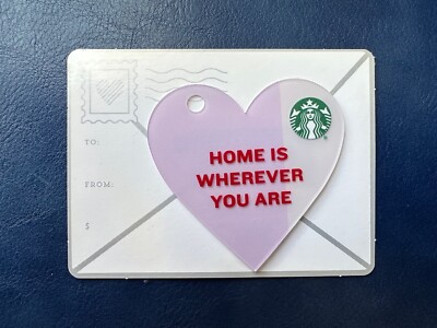 Starbucks Card 2014 Die Cut Valentine's Hearts ''HOME IS WHEREVER U ARE''-No Value