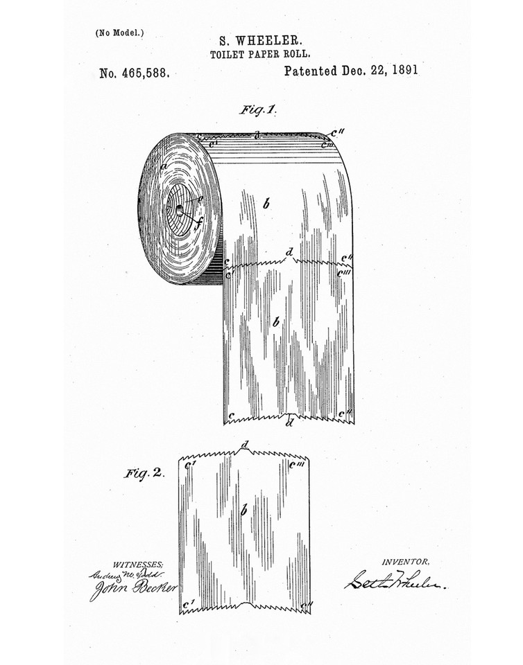 Toilet Paper Patent Print Bathroom Decor - Funny Must Haves Restroom ...