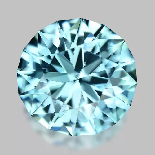 4.45cts FANTASTIC CUSTOM ROUND CUT NATURAL SEAFOAM BLUE ZIRCON - Picture 1 of 1