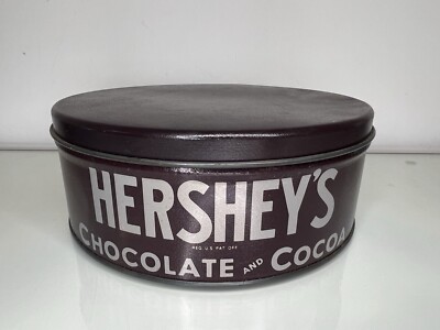 Vintage - 8'' Hershey's Chocolate and Cocoa Collector Tin, Round Brown Metal