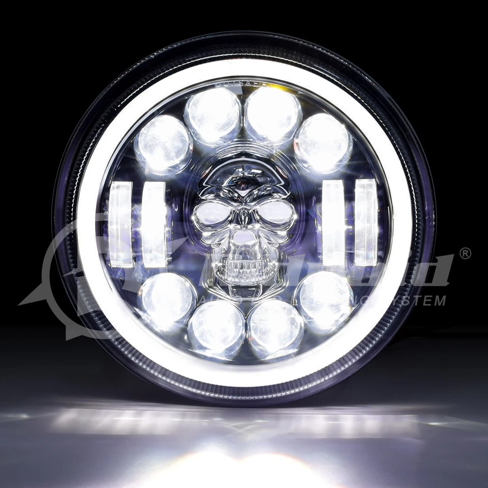 Farol de LED 7" polegadas projetor de feixe Hi-Lo DOT para Harley-Davidson Fat Boy FLSTF - Imagem 4 de 4