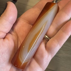 Vintage Letter Opener with Agate Handle - 9" Long Orange And Cream Coloring