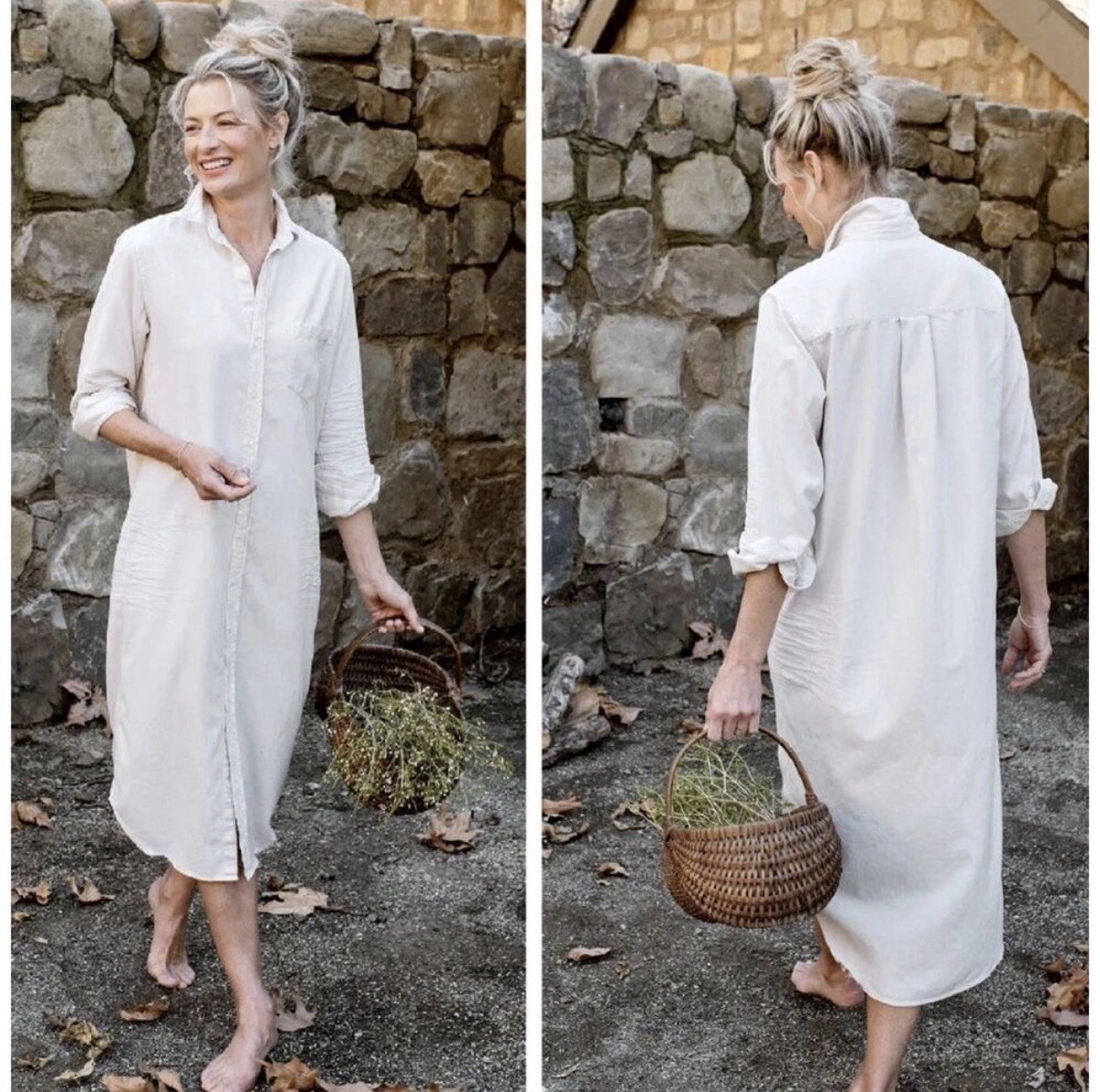 Frank & Eileen RORY Womens Beige Famous Denim Distressed Maxi Shirtdress Medium