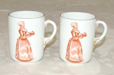 Shelley Late Foley Bone China TWO 3 inch Mugs made for Walter Baker & Co Boston