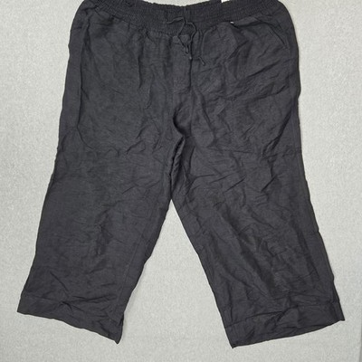 Lane Bryant Women Pants 22/24 Black Linen Wide Leg Baggy Coastal Beach NWT