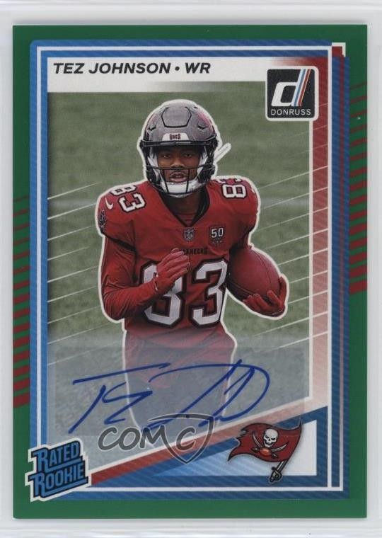 2025 Panini Donruss Rated Rookie Green Auto Tez Johnson #313 Auto f7a