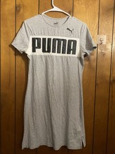 Puma women short sleeve comfort stretch Gray tee shirt dress Young Girls size XL