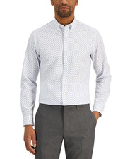 Club Room Men Slim Fit 4-Way Stretch Ditsy Floral Size M 15/15.5 White MSRP 60