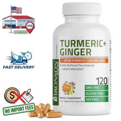 Turmeric Ginger Capsules | with BioPerine | 95% Curcuminoids | 120 Count