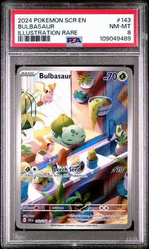 Bulbasaur 143/142 Sv07: Stellar Crown Holo PSA 8 Near MINT