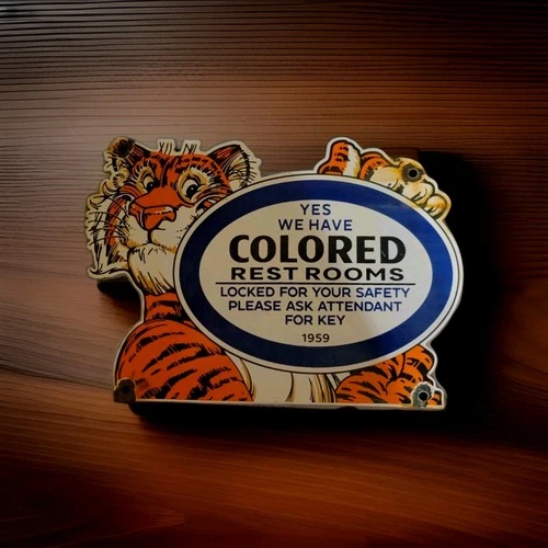 Vintage Esso Gasoline Porcelain Sign 1959 Restroom Key Gas Station Attendant Key