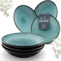 Suppenteller 6Er Set Ibiza - Stylishes Tiefe Teller Set 6 Personen In Rauchblau