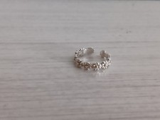 Sterling Silver 925 Floral Flower Band Adjustable Ring Size 5.5