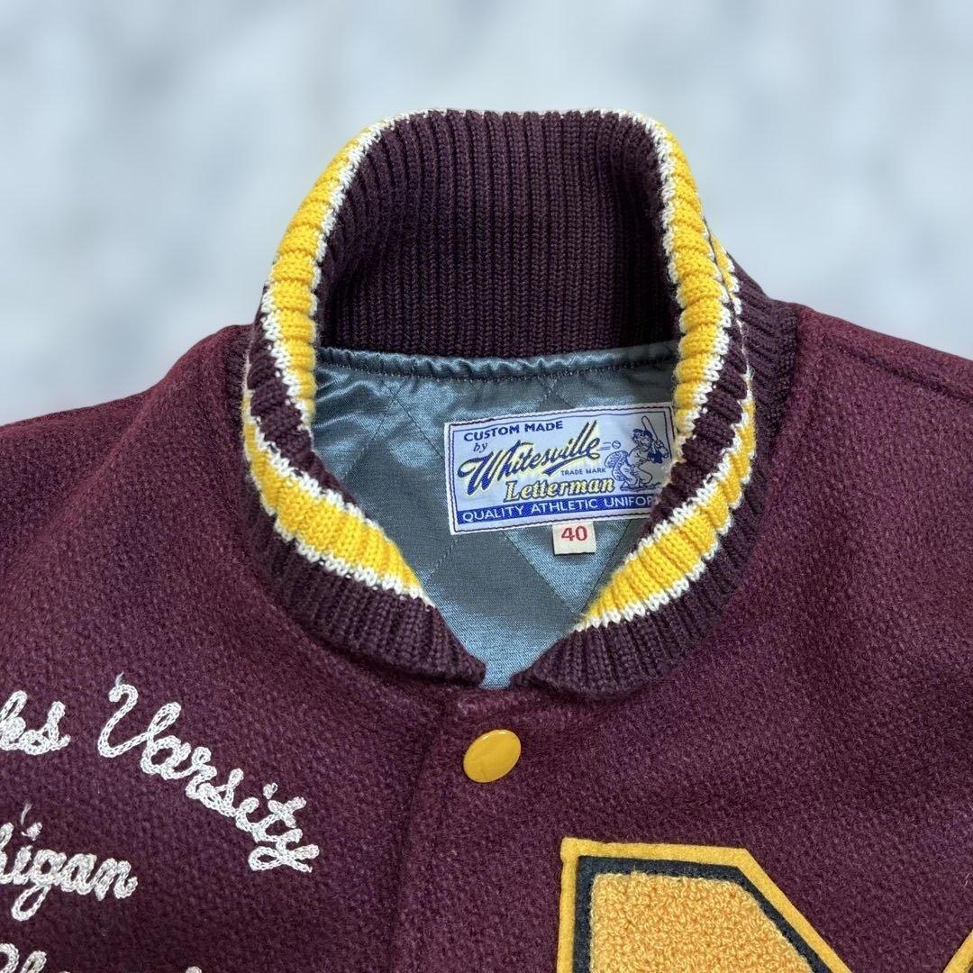 Whitesville Letterman スタジャン 40 Whitesville Varsity Jacket Men's Letterman Jacket Melton x Leather