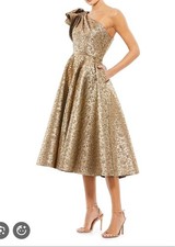 Women's Mac Duggal One Shoulder Cocktail Dress Bronze Size 2