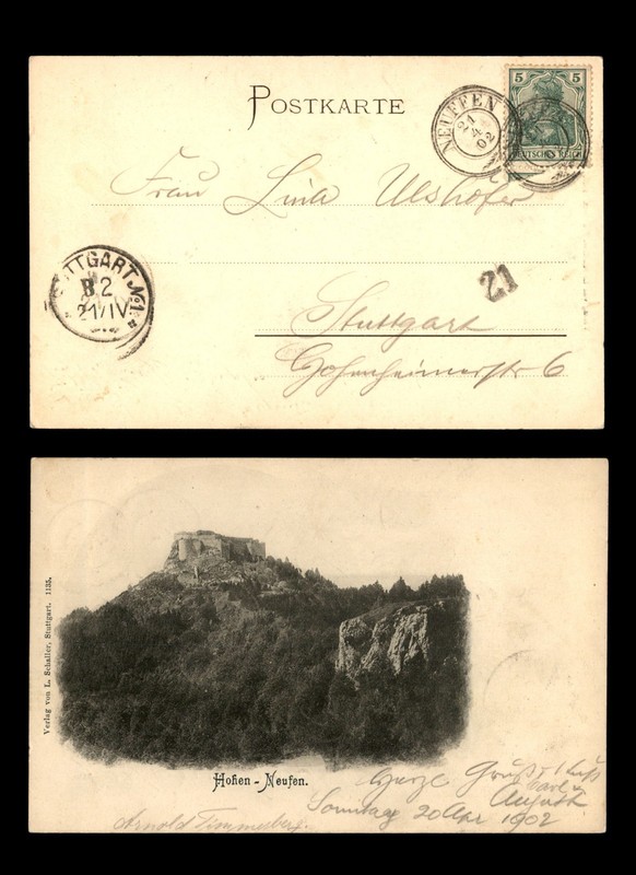 Mayfairstamps Germany 1902 Neuffen to Stuttgart Castle Mountain Postcard cca_178