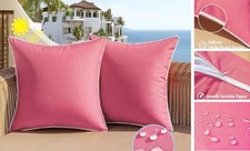 Outdoor Waterproof Throw Pillow Covers 16x16 16" x 16" Pack of 2 Hot Pink