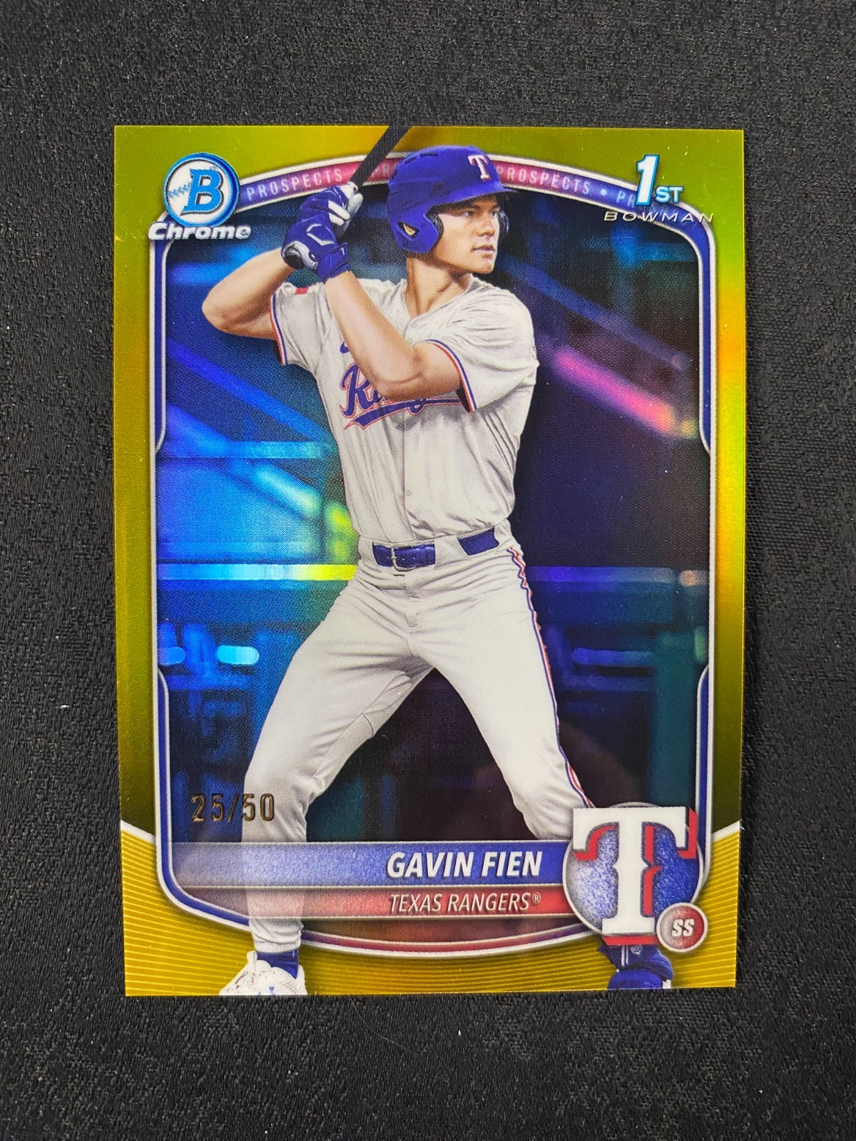2025 Bowman Draft Gavin Fien Chrome Gold Refractor 1st Prospect /50 Rangers e574