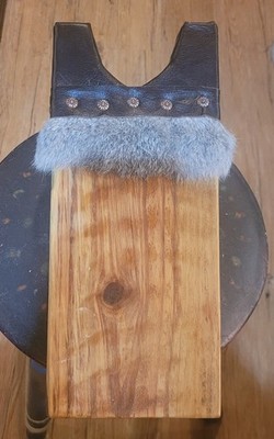 Brand New! Handmade Boot Jack - Repurposed Oak Wood With Leather and Rabbit Fur