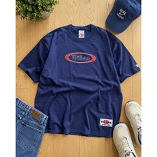 Vintage Wilson T Shirt USA Made 2X Big Men Navy Logo Graphic Athleticwear Tee