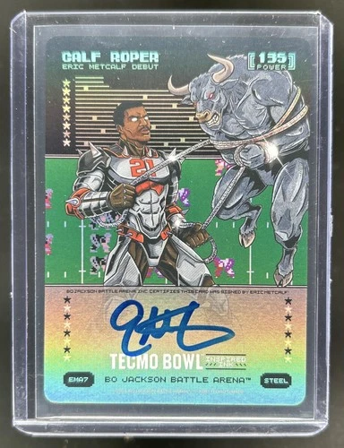 2026 Battle Arena Tecmo Bowl Calf Roper Debut Eric Metcalf Battlefoil Auto #EMA7