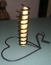 Wrought Iron Heart Shape Coiled Primitive Style Amish Courting Candle & Paper
