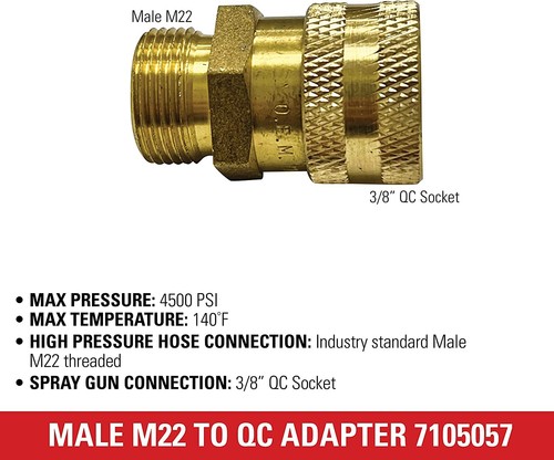 Simpson Genuine OEM Adapter, 3/8" QC(F) X M22(M) 4000 PSI - 7105057 - Picture 4 of 5