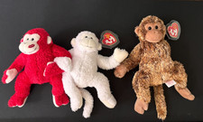 Ty Beanie Baby Lot 3 PC Cheek to Cheek Valentine Monkeys Bonsai Chimp MINT Tags