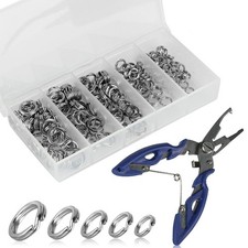 200PCS Stainless Steel Fishing Split Rings Kit Lure Connectors Loops Tackle Tool
