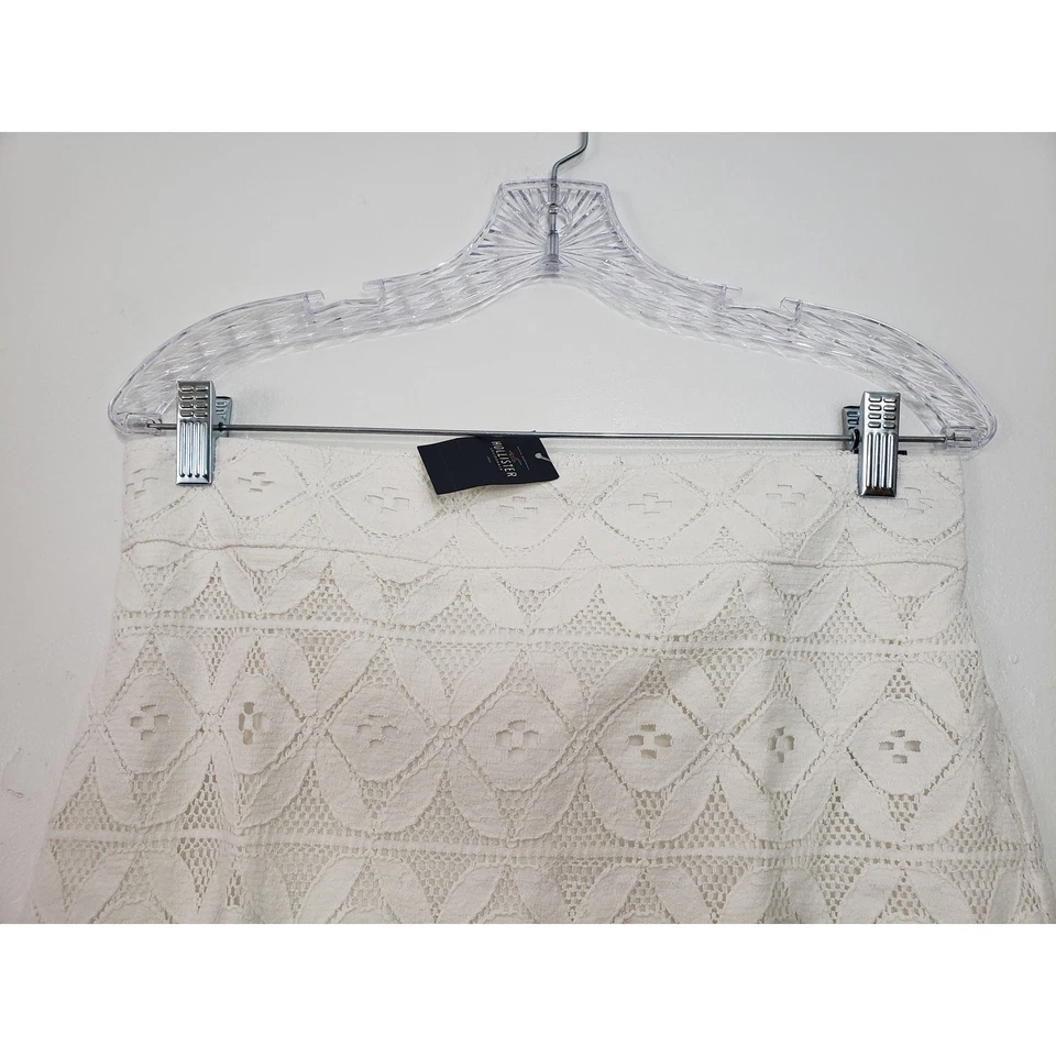 (M5) Y2K Hollister Women's JR Skirt Size L White Crochet Mini Pull up - Image 2 of 4