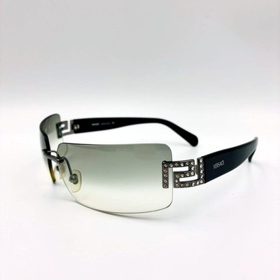 VERSACE Sonnenbrille randlos Strass Greca schwarzes Gestell 2017-B