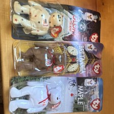 Ty Teenie Beanie Babies Glory, Britannia, Maple Bears 1999 McDonald's Set