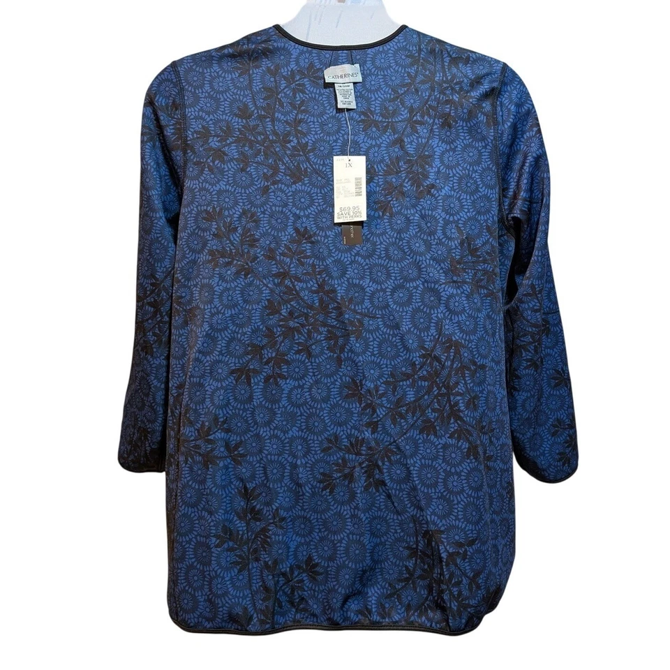 Boho Artsy Office Reversible Blue Floral 3/4 Sleeve Catherine 18/20 Blazer NWT - Image 3 of 4