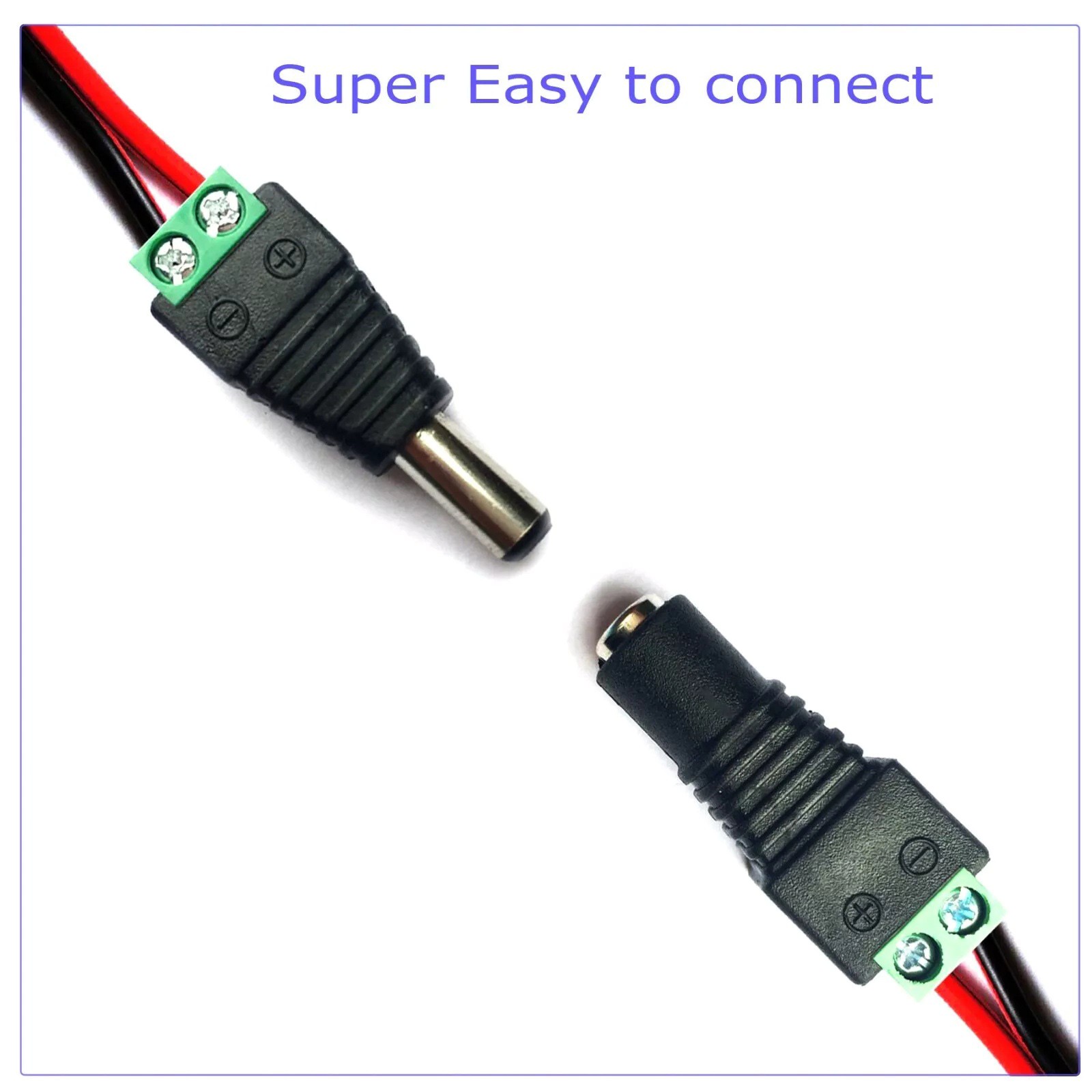 5 Pairs 10pcs Male & Female 5.5mm x 2.1mm DC Power Connector Jack Plug 12V 24V