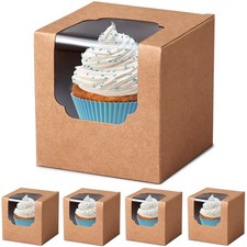 Single Cupcake Boxes Individual 15 Count with Window and Insert, Individual C...