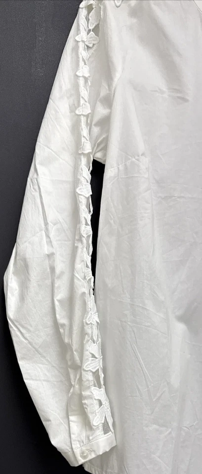 Blusa FDJ French Dressing 3D Manga Margarita Apliques Blanco Botón Frontal 10 Nueva con Etiquetas Foto 4 de 4