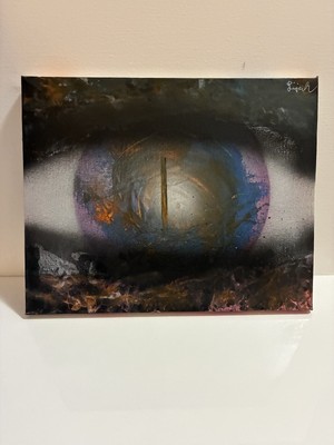 Eye Spray Painted Canvas Art Lot Of 2 
