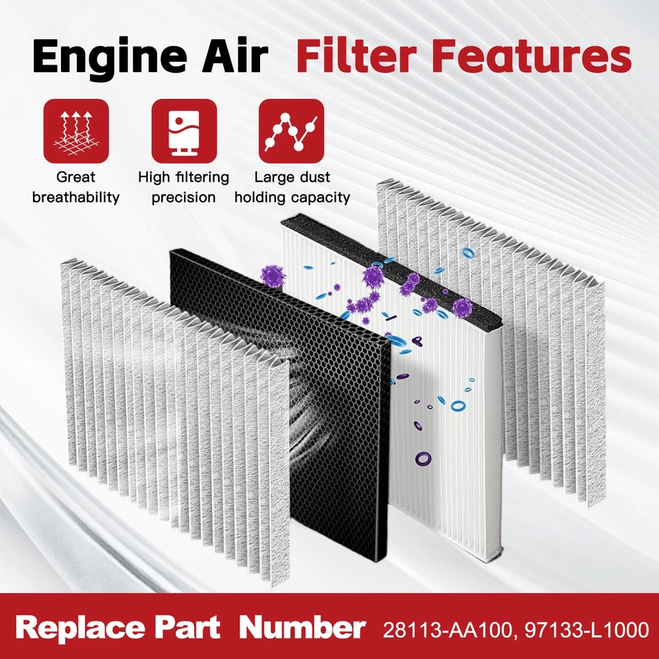  Combo Set Engine & Cabin Air Filter for Hyundai Elantra Sedan 2021-2024 — 第 2/4 张图片