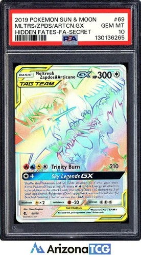 Pokemon 2019 Moltres & Zapdos & Articuno GX 69 SR Hidden Fates GEM MINT PSA 10