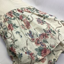 Vintage 4 sided Twin Bed Skirt 15" Drop Dust Ruffle Cream Rose Pink Cottagecore