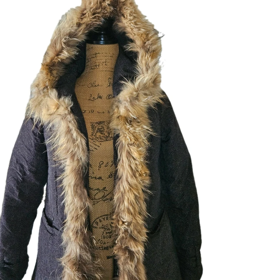 Женское зимнее пальто Artka черное в горошек с меховой подкладкой размер M - Изображение 3 из 4