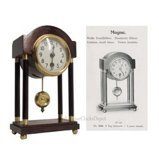 1920 piccolo orologio a pendolo tedesco in bronzo mogano di Gebrüder Junghans AG