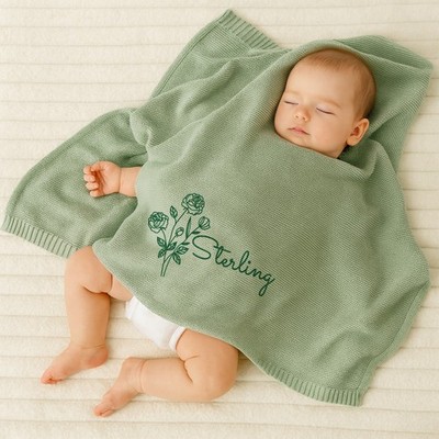 Personalisierte Babydecke individuell Babyname & Blume bestickt Babyparty Geschenk