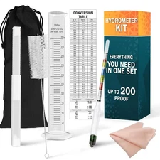 Triple Scale Hydrometer Alcohol Kit With Plastic Test Jar - Beer Hydrometer.B23