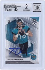Trevor Lawrence Jaguars Signed 2021 Panini Mosaic #301 BAS 9/10 Rookie Card. rookie card picture