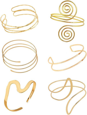 Minimalist Arm Cuff Gold Plated, Upper Arm Cuff Bangle Bracelet for Women, Adjus