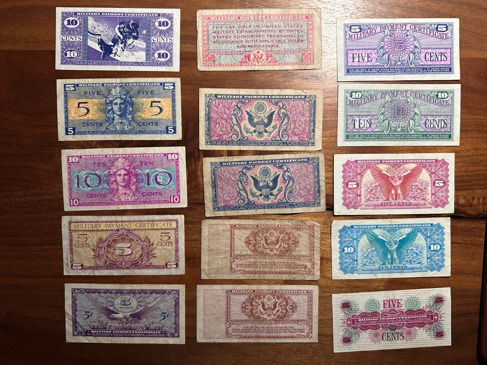 Lof of 15 Military Payments Certificates - MPC - Various Series #383 - Image 2 of 2