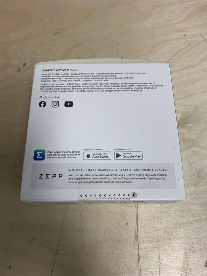 Amazfit Active 2 44mm Fitness Smart Watch with Leather Band New In Box - Image 3 of 4